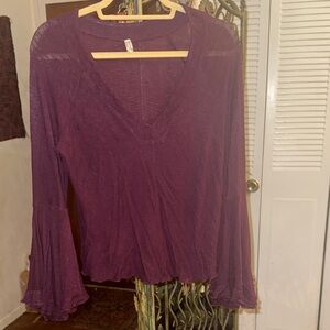 Chic Plum V-Neck Women's Blouse
